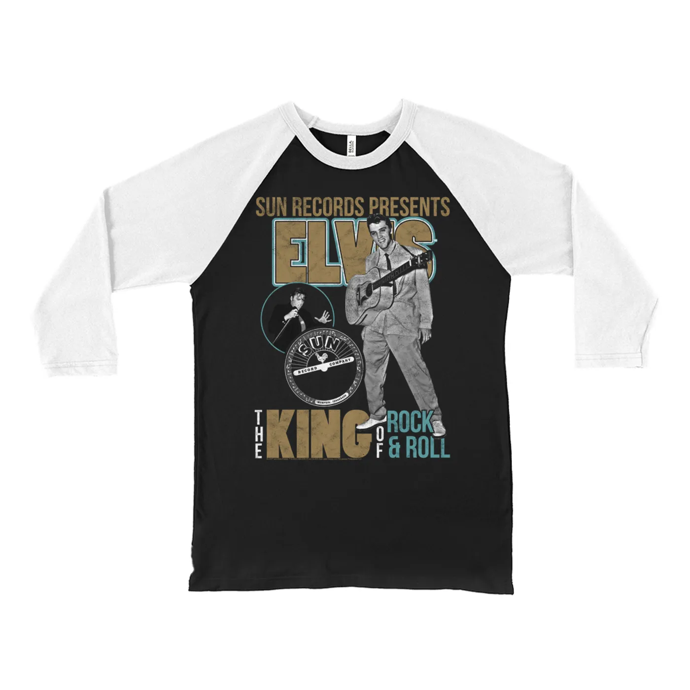 Elvis Presley Sun Records 3/4 Sleeve Baseball Tee | Presenting The King Of Rock n Roll Sun Records Shirt