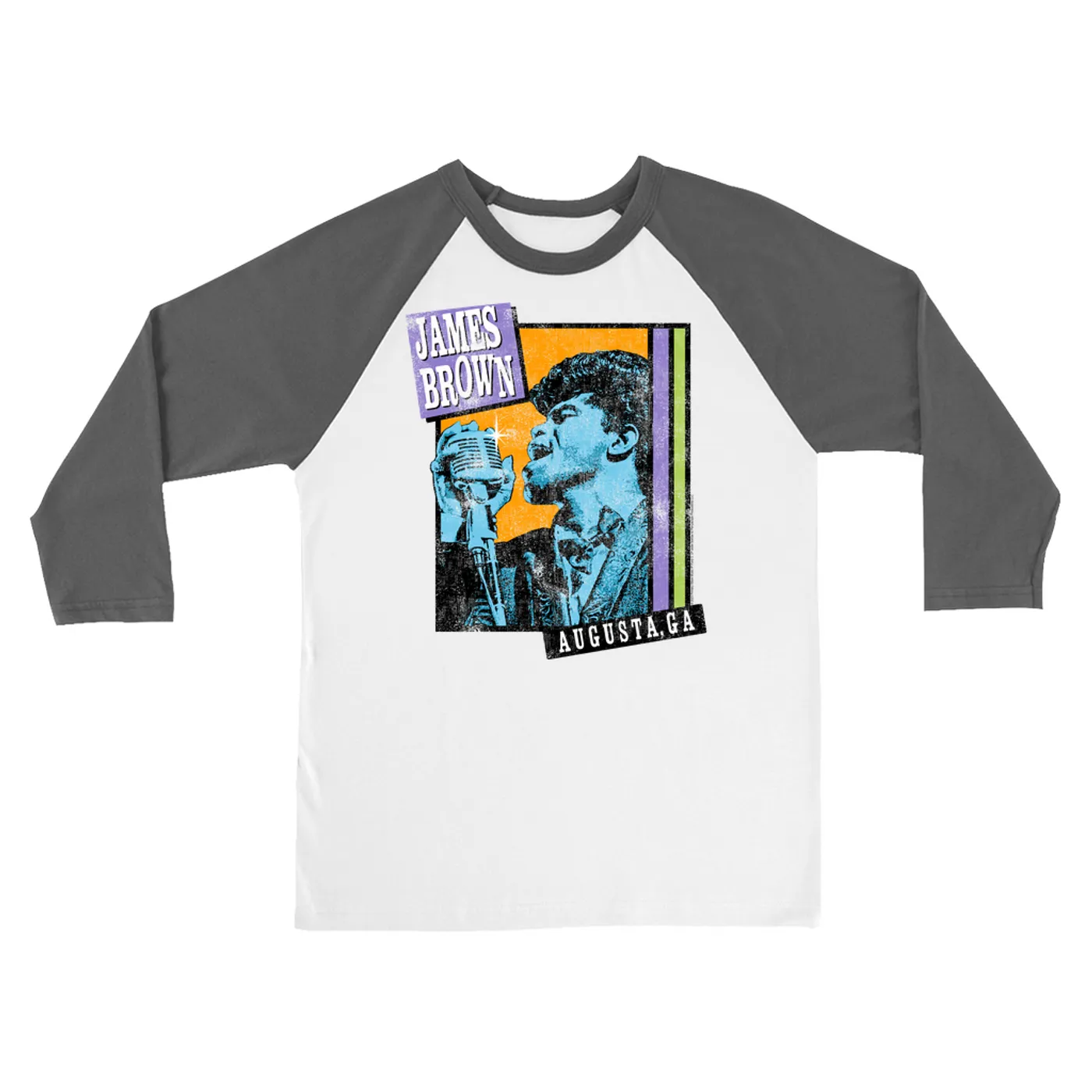 James Brown 3/4 Sleeve Baseball Tee | Live in Augusta Georgia Distressed James Brown Shirt