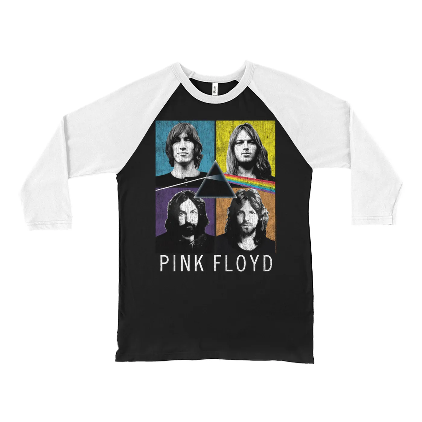 Pink Floyd 3/4 Sleeve Baseball Tee | Pop Art Square Art Distressed Pink Floyd Shirt