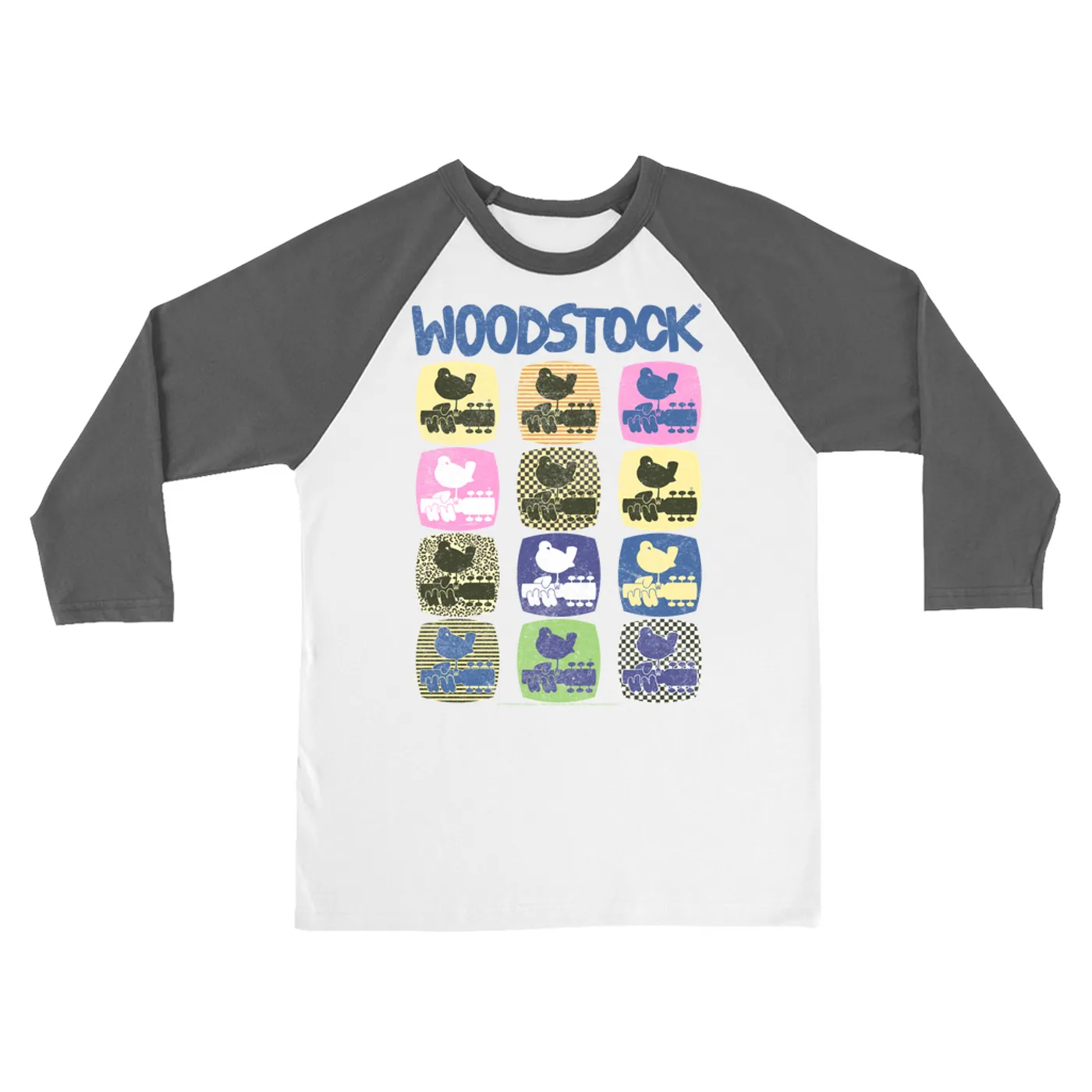 Woodstock 3/4 Sleeve Baseball Tee | Pop Art Pattern Design Woodstock Shirt