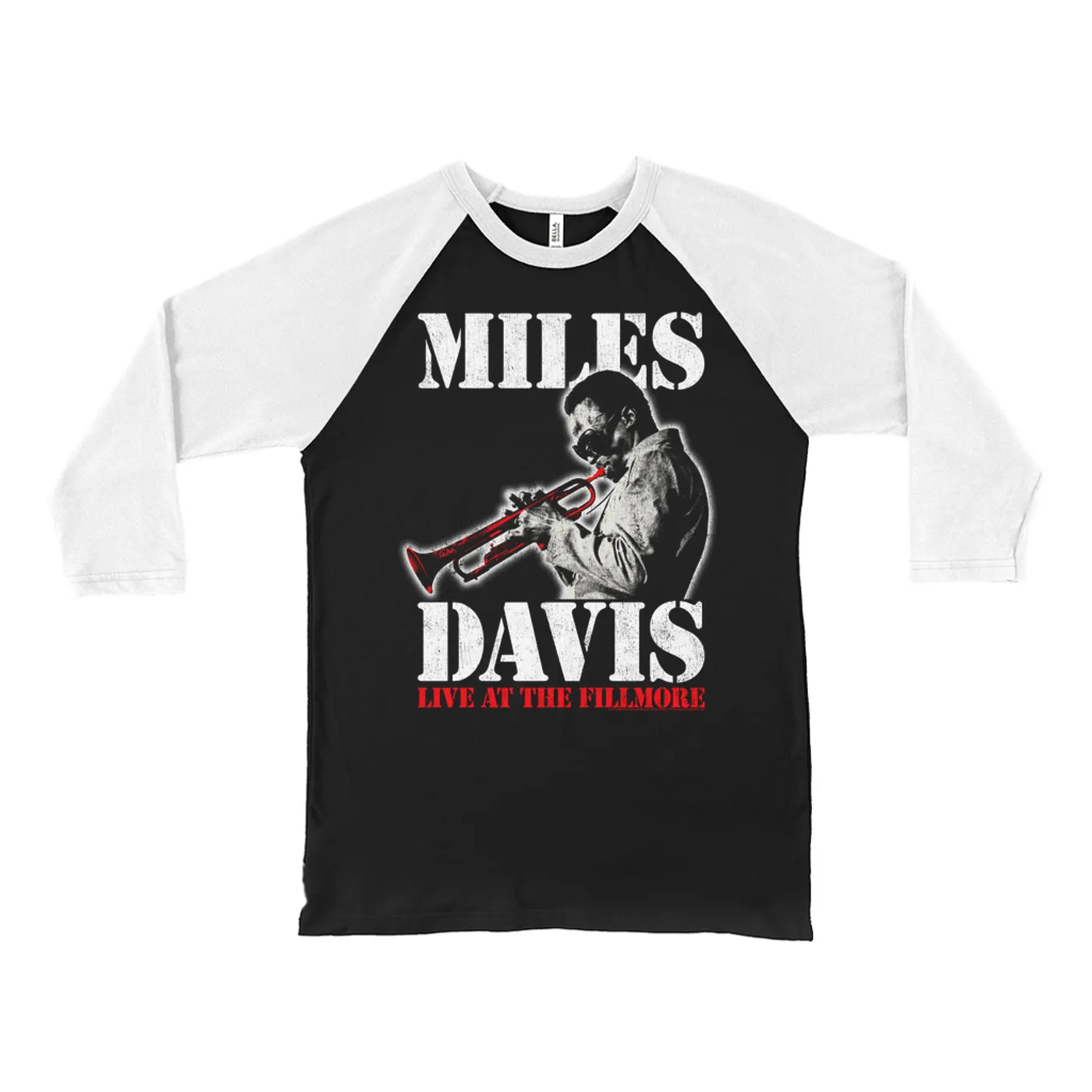 Miles Davis 3/4 Sleeve Baseball Tee | LIVE At Fillmore (Merchbar Exclusive) Miles Davis Shirt