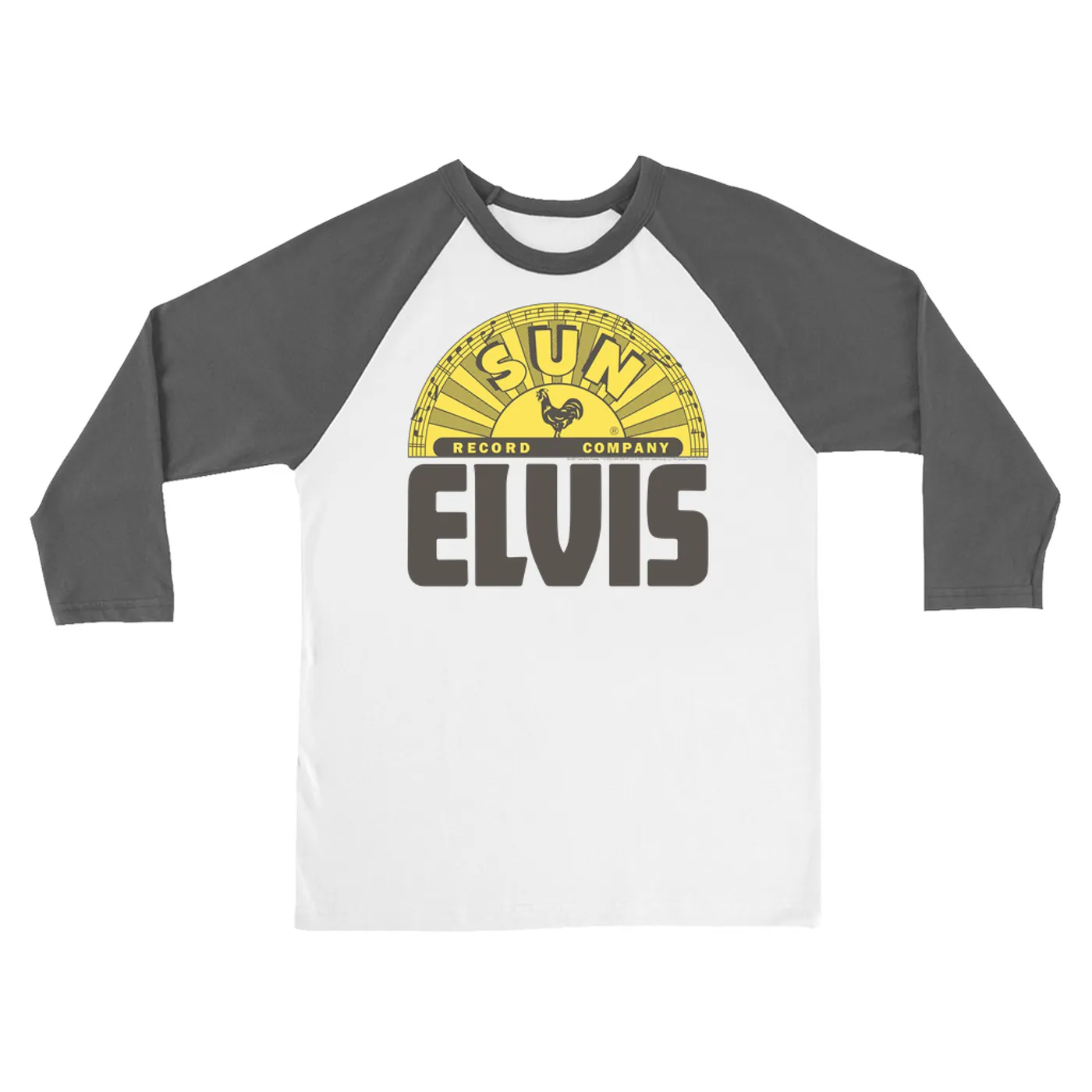 Sun Records 3/4 Sleeve Baseball Tee | Elvis Bold Record Label Logo Sun Records Shirt