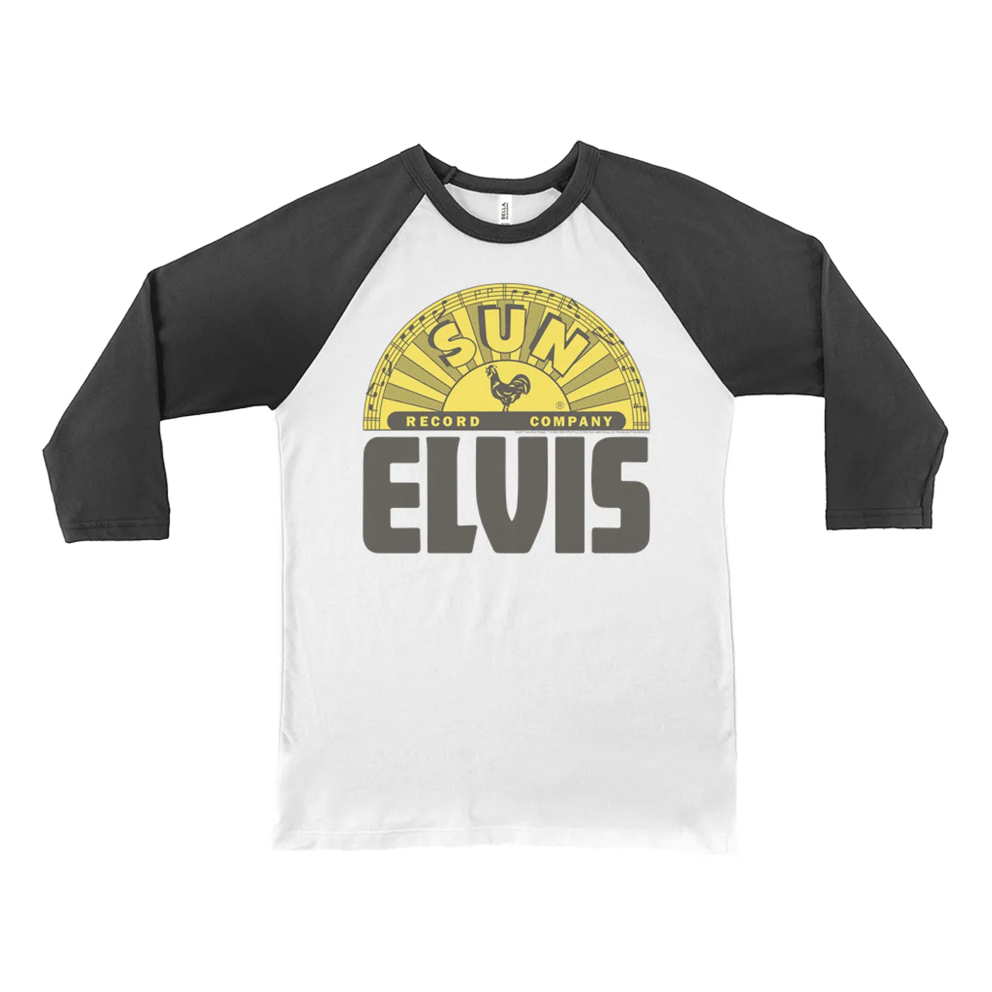 Sun Records 3/4 Sleeve Baseball Tee | Elvis Bold Record Label Logo Sun Records Shirt