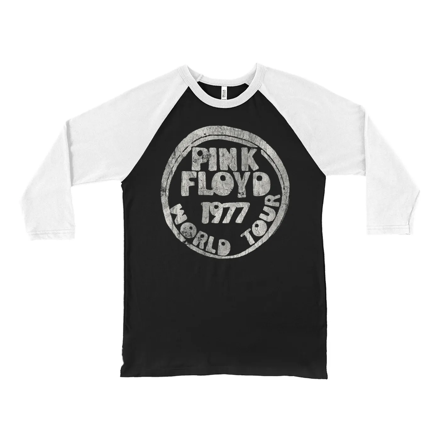 Pink Floyd 3/4 Sleeve Baseball Tee | World Tour 1977 Reissue Design Distressed Pink Floyd Shirt