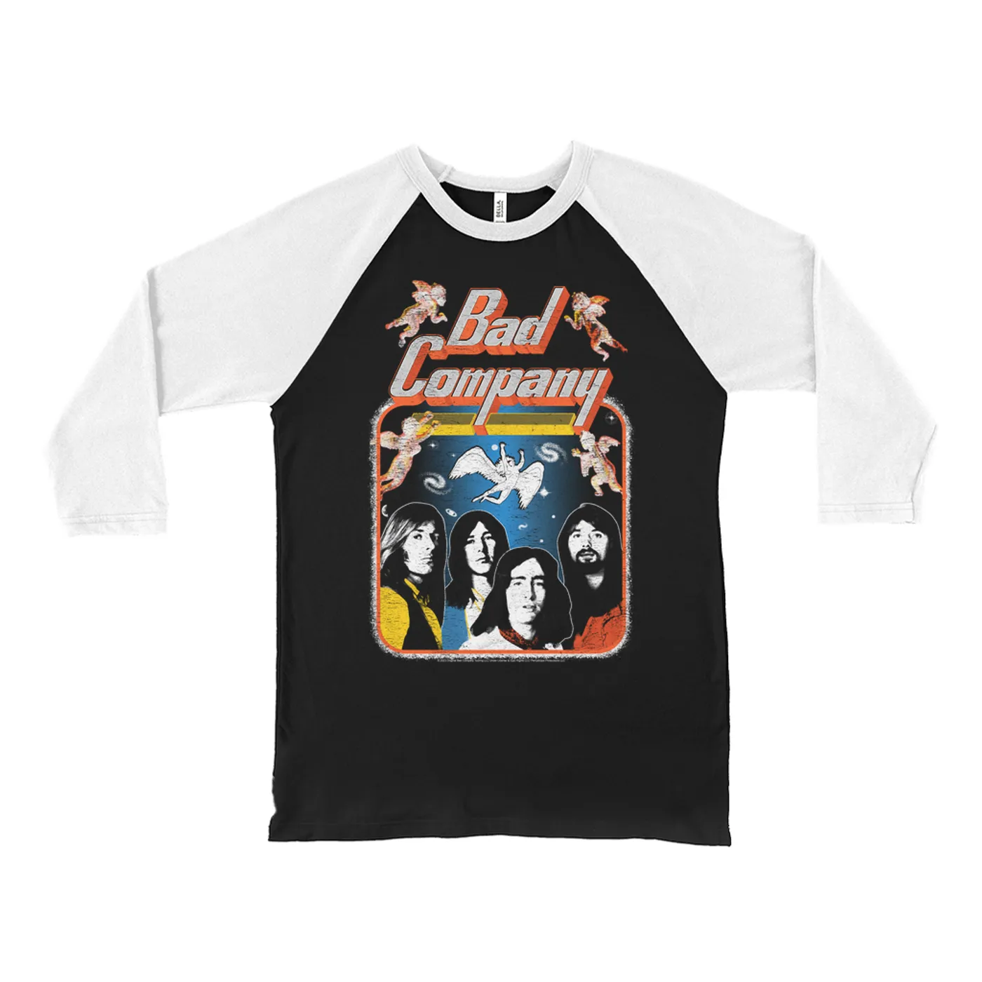 Bad Company 3/4 Sleeve Baseball Tee | Vintage Burnin' Through America Tour Distressed Bad Company Shirt
