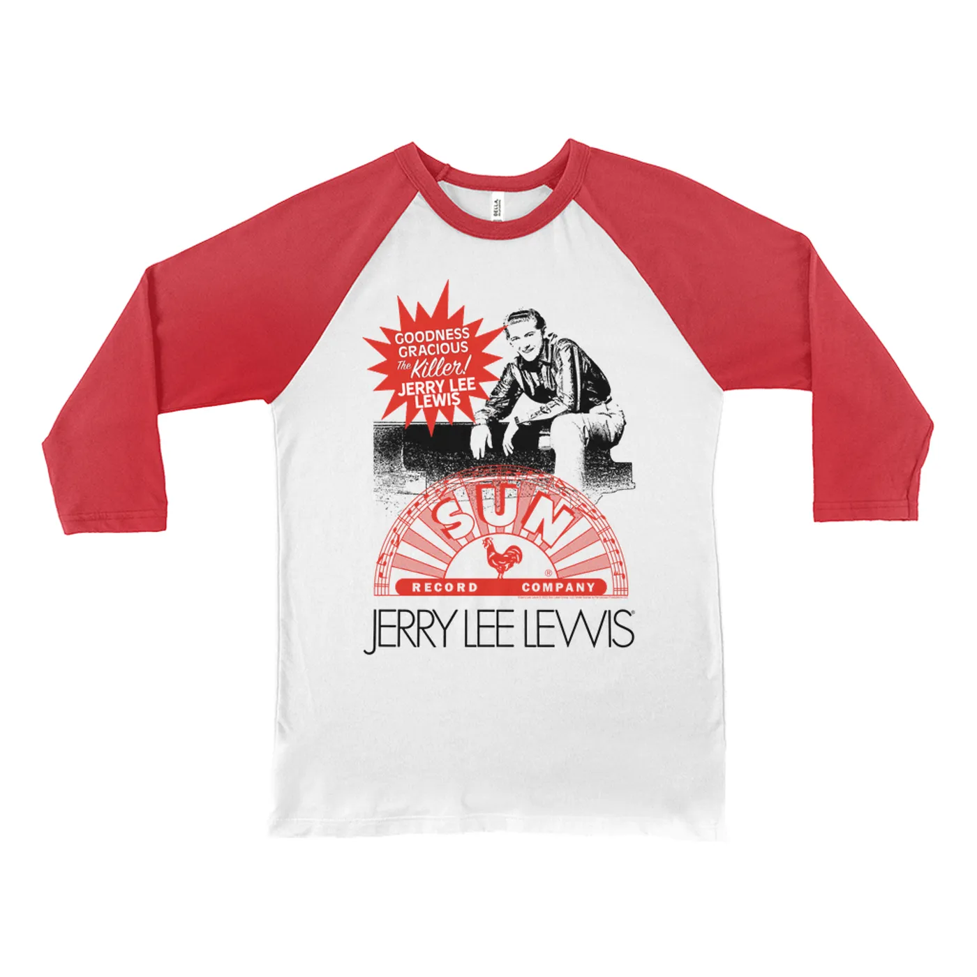 Sun Records 3/4 Sleeve Baseball Tee | The Killer! Jerry Lee Lewis Sun Records Shirt