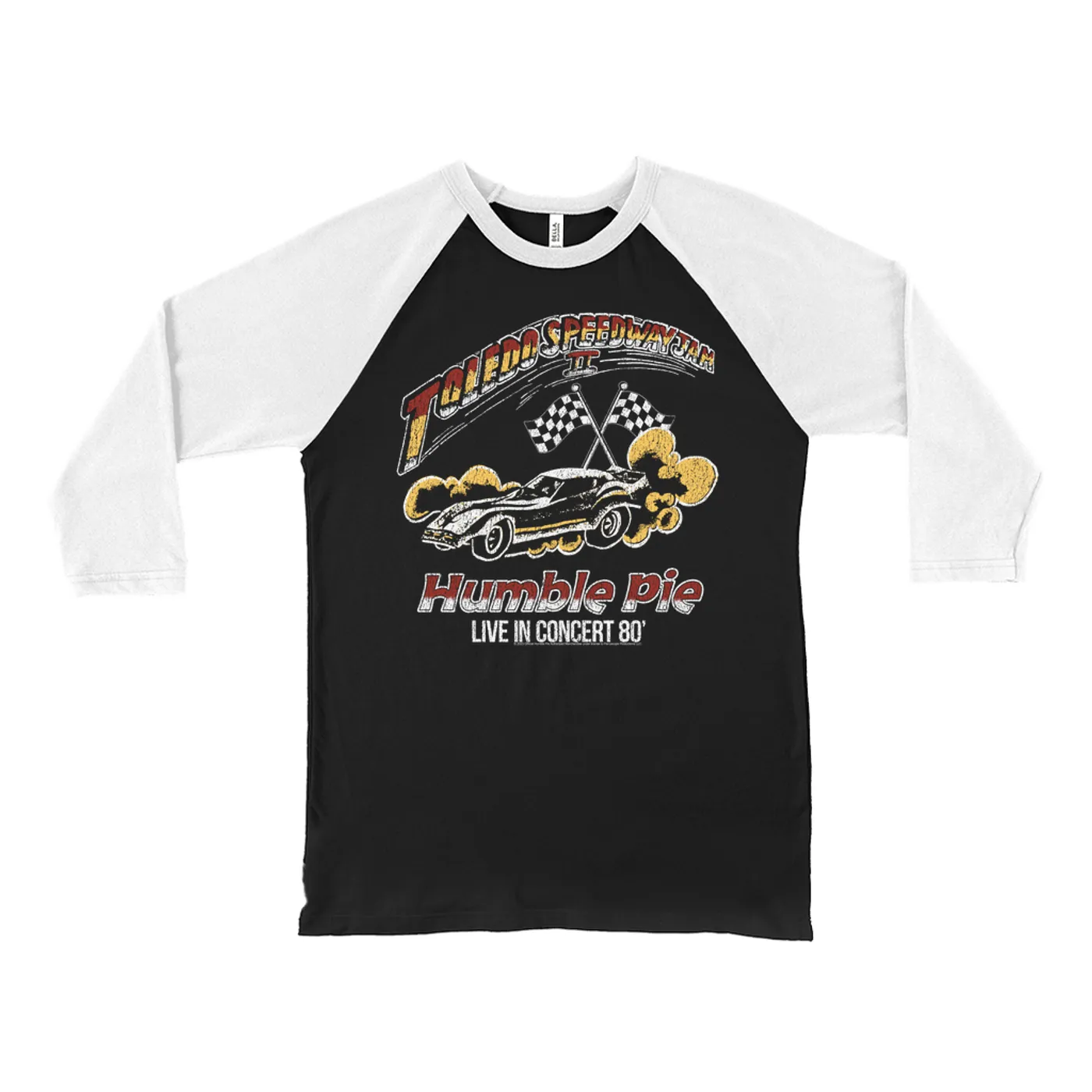 Humble Pie 3/4 Sleeve Baseball Tee | Toledo Speedway Jam II 1980 Distressed (Merchbar Exclusive) Humble Pie Shirt