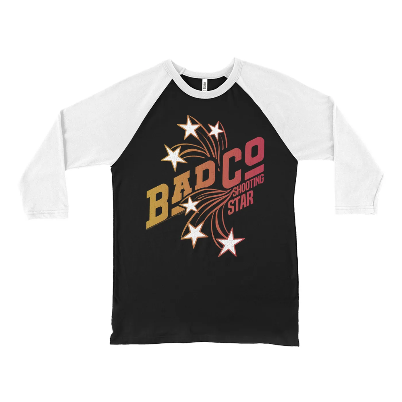 Bad Company 3/4 Sleeve Baseball Tee | Ombre Shooting Star Distressed Bad Company Shirt