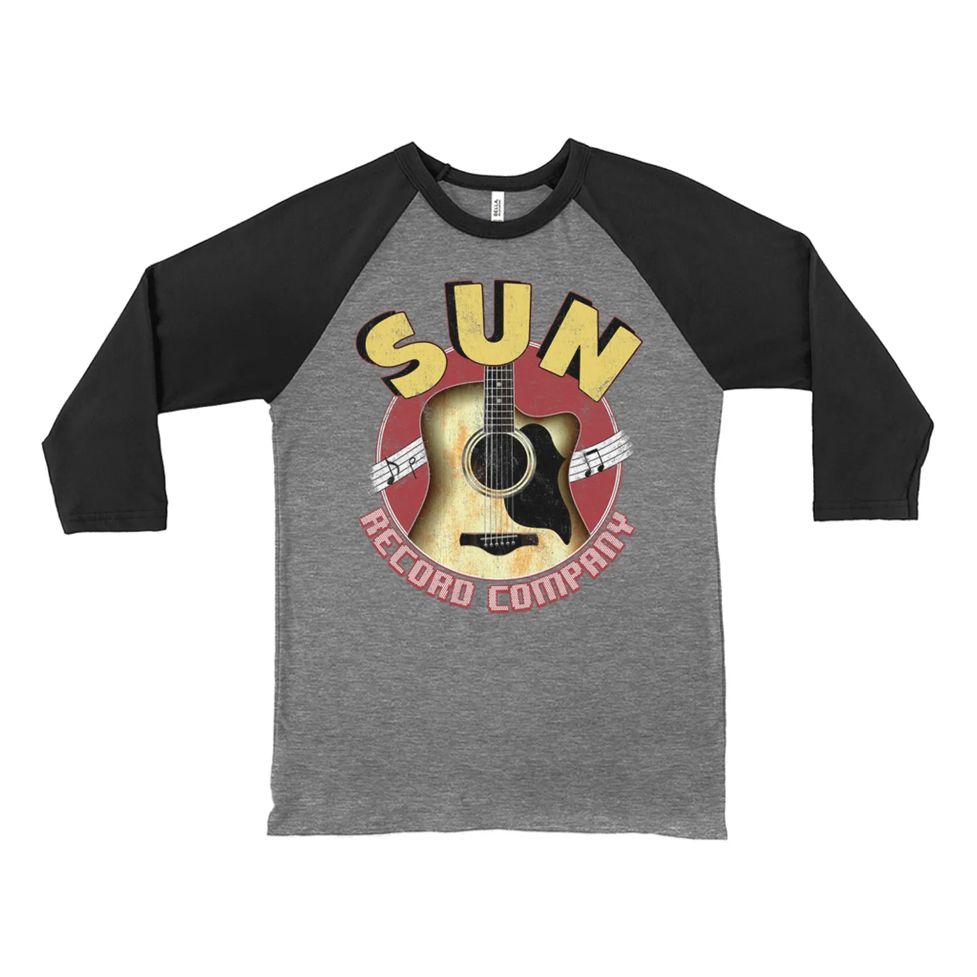 Sun Records 3/4 Sleeve Baseball Tee | Guitar Circle Logo Sun Records Shirt