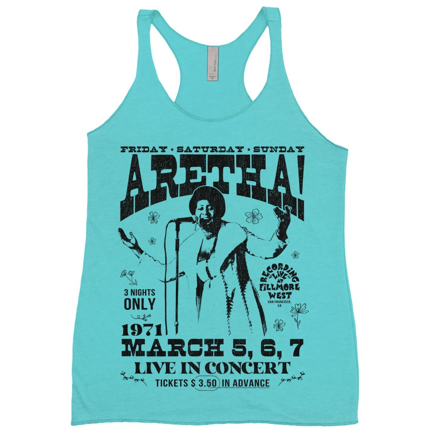 Aretha Franklin Ladies' Tank Top | Live In Concert Fillmore West 1971 Aretha Franklin Shirt
