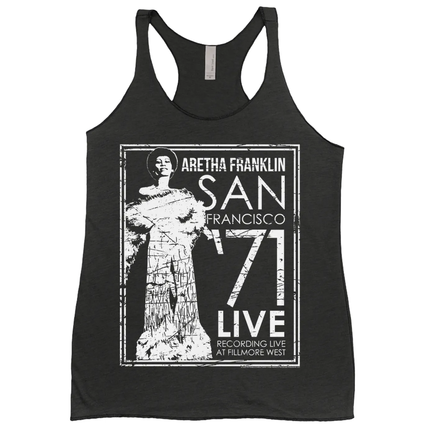 Aretha Franklin Ladies' Tank Top | Live In San Francisco 1971 Distressed (Merchbar Exclusive) Aretha Franklin Shirt