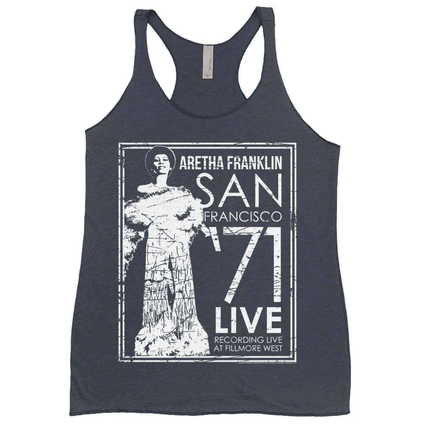 Aretha Franklin Ladies' Tank Top | Live In San Francisco 1971 Distressed (Merchbar Exclusive) Aretha Franklin Shirt