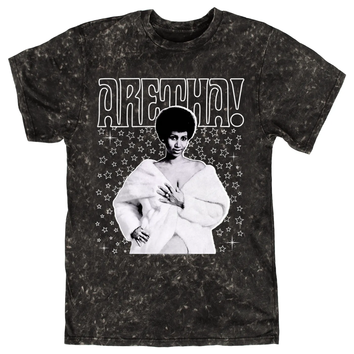 Aretha Franklin T-shirt | Star Studded Aretha! (Merchbar Exclusive) Aretha Franklin Mineral Wash Shirt