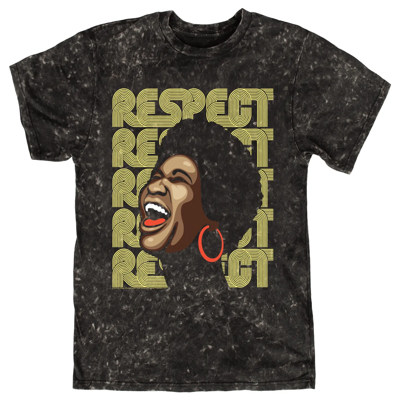 Aretha Franklin T-shirt | Respect Illustration Character Aretha Franklin Mineral Wash Shirt