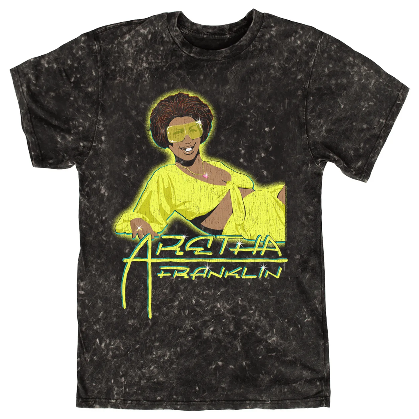 Aretha Franklin T-shirt | A Burst Of Yellow (Merchbar Exclusive) Aretha Franklin Mineral Wash Shirt