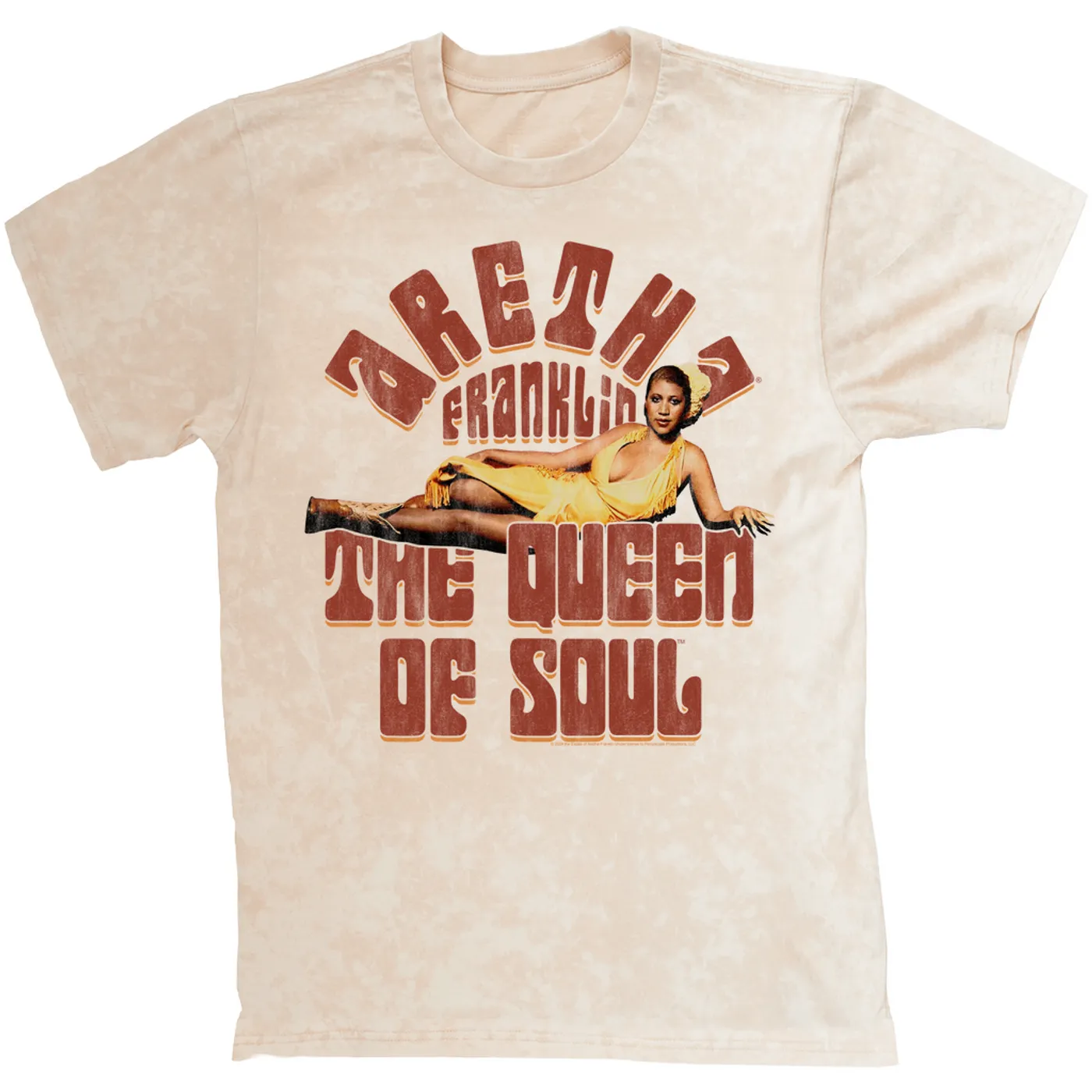 Aretha Franklin T-shirt | Queen Of Soul Retro Distressed Aretha Franklin Mineral Wash Shirt