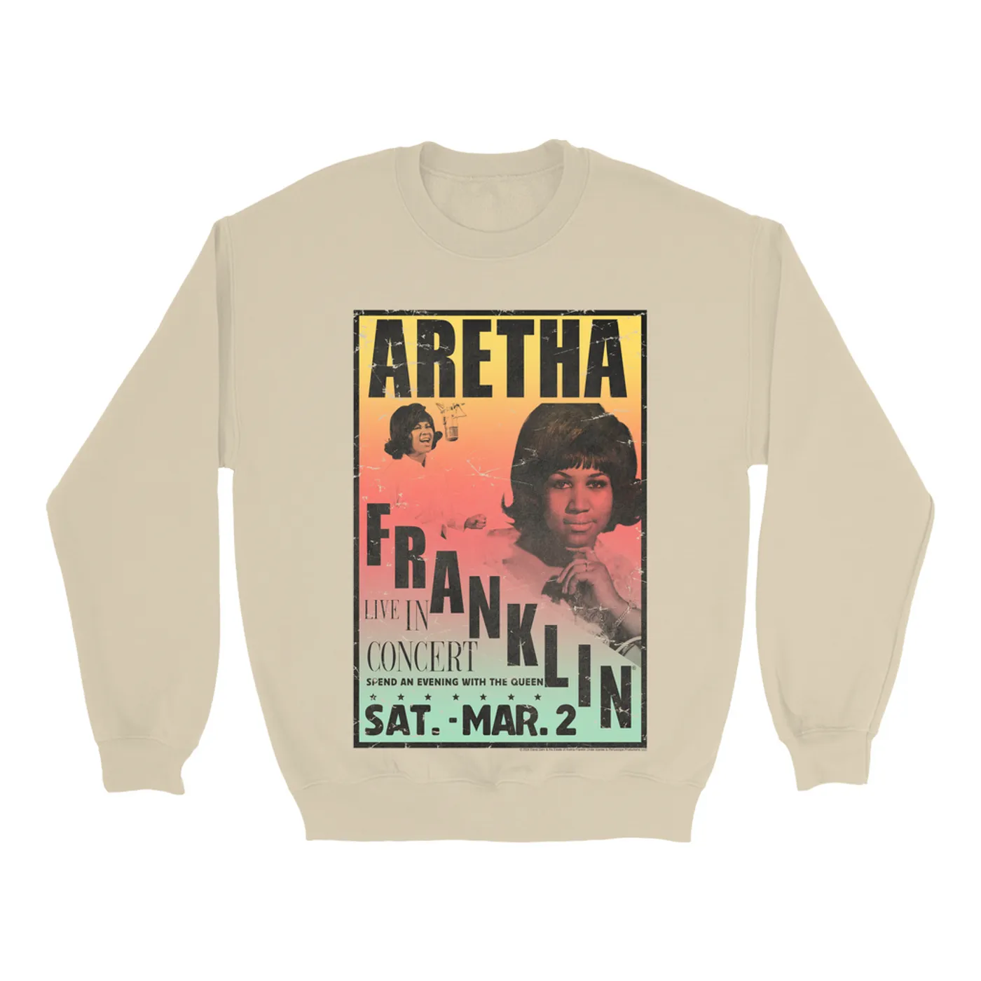Aretha Franklin Sweatshirt | An Evening With The Queen Rainbow Ombre Aretha Franklin Sweatshirt
