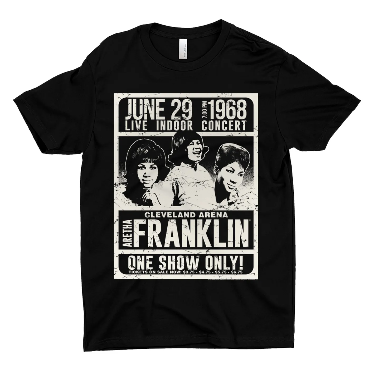 Aretha Franklin T-Shirt | One Show Only Cleveland Arena (Merchbar Exclusive) Aretha Franklin Shirt