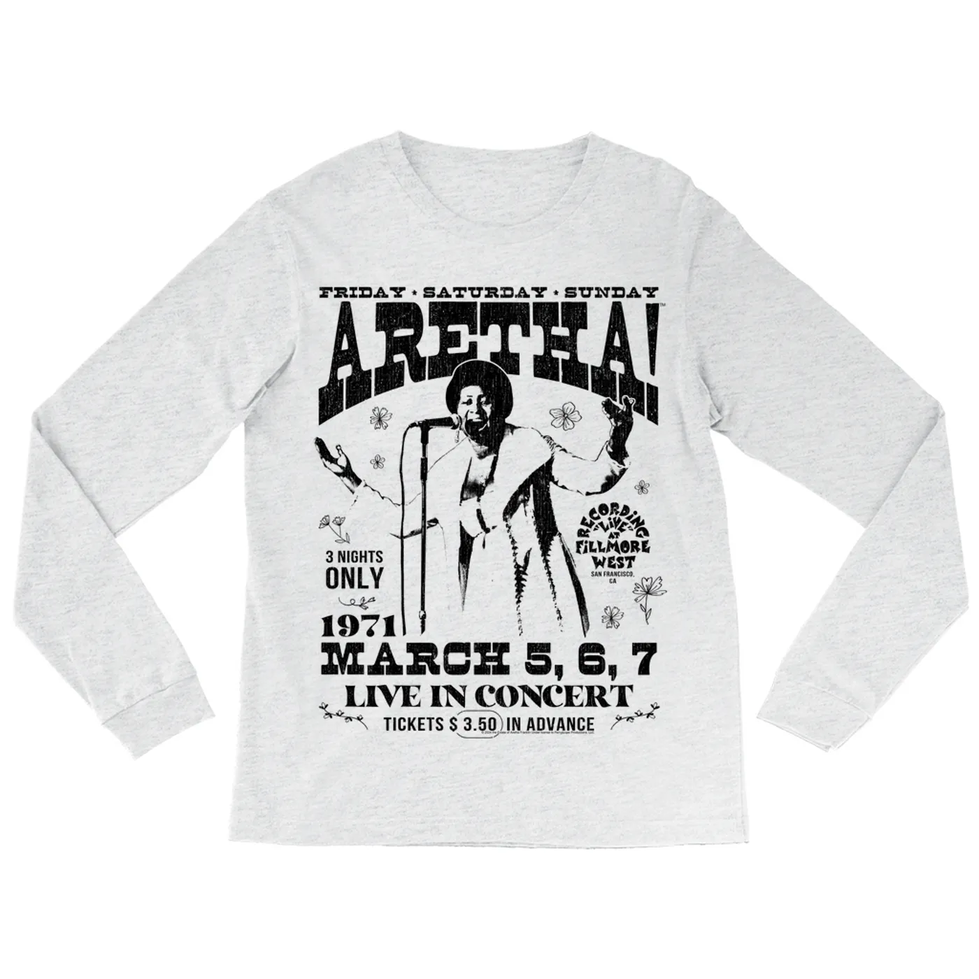 Aretha Franklin Long Sleeve Shirt | Live In Concert Fillmore West 1971 Aretha Franklin Shirt