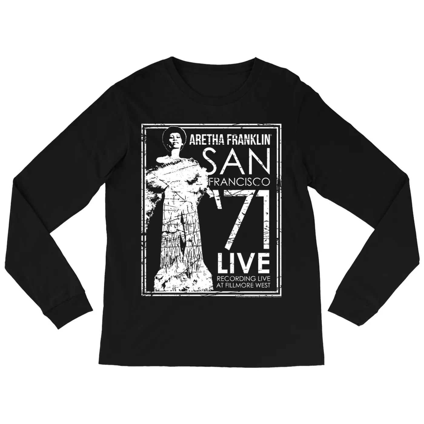 Aretha Franklin Long Sleeve Shirt | Live In San Francisco 1971 Distressed (Merchbar Exclusive) Aretha Franklin Shirt