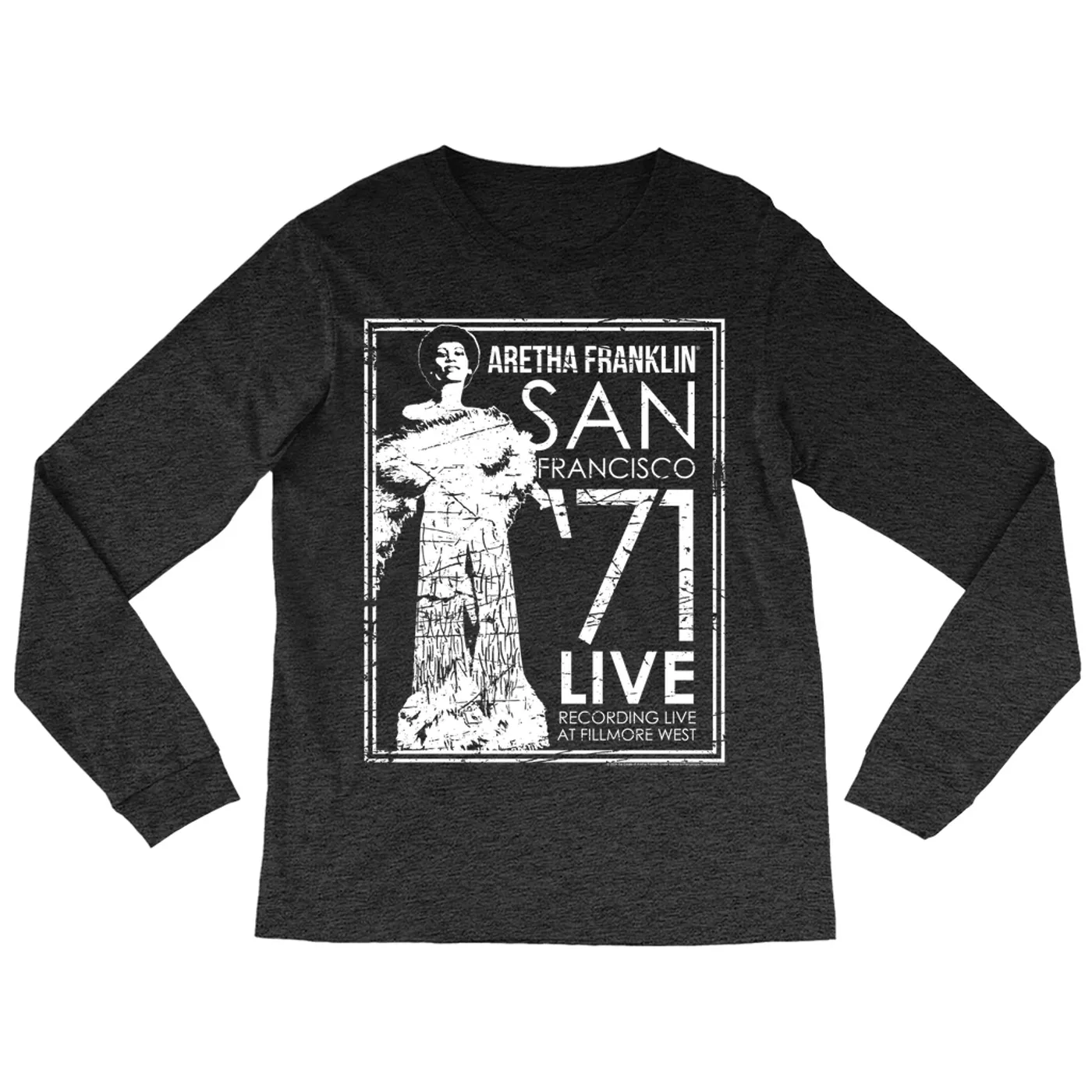 Aretha Franklin Long Sleeve Shirt | Live In San Francisco 1971 Distressed (Merchbar Exclusive) Aretha Franklin Shirt