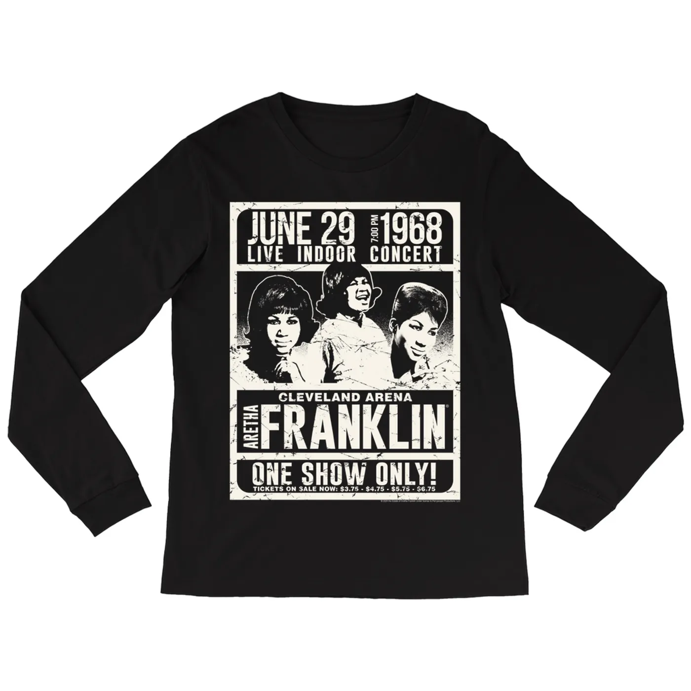 Aretha Franklin Long Sleeve Shirt | One Show Only Cleveland Arena (Merchbar Exclusive) Aretha Franklin Shirt