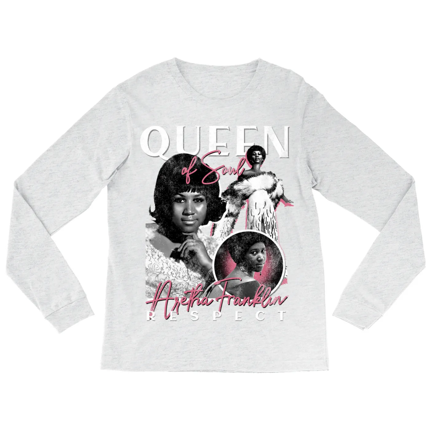 Aretha Franklin Long Sleeve Shirt | Queen Of Soul Pink Collage Aretha Franklin Shirt