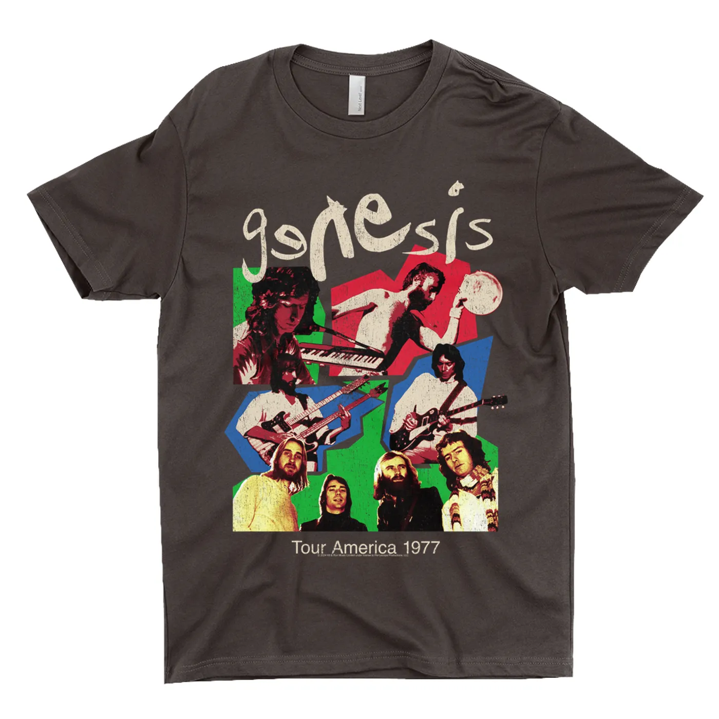 Genesis T-Shirt | Tour America 1977 Colorful Collage Distressed Genesis Shirt