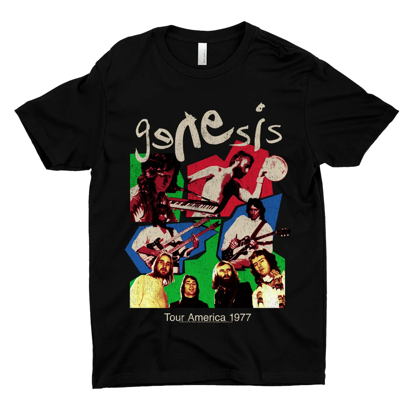 Genesis T-Shirt | Tour America 1977 Colorful Collage Distressed Genesis Shirt