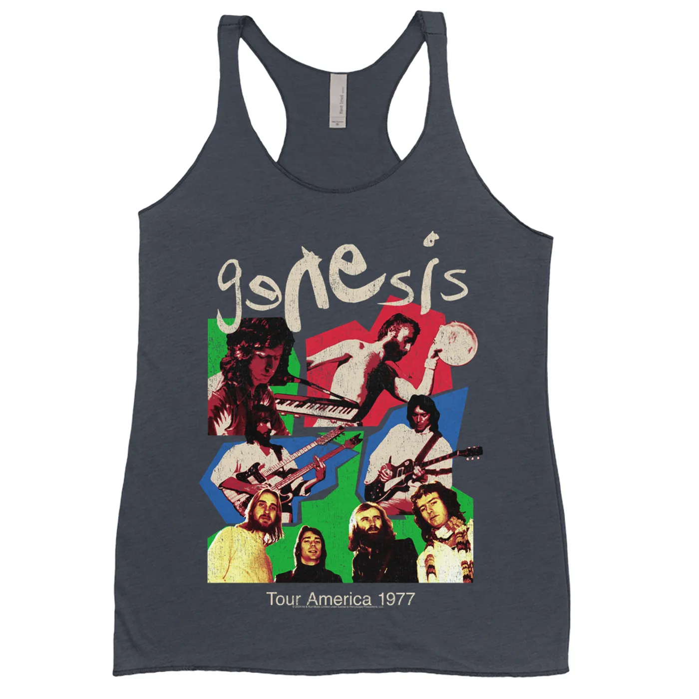 Genesis Ladies' Tank Top | Tour America 1977 Colorful Collage Distressed Genesis Shirt