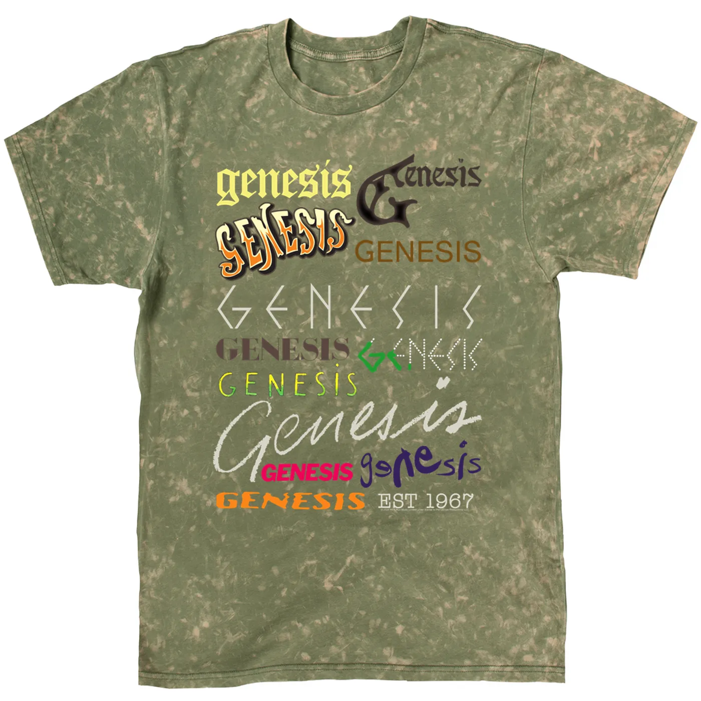 Genesis T-shirt | Album Logos Through The Years Genesis Mineral Wash Shirt