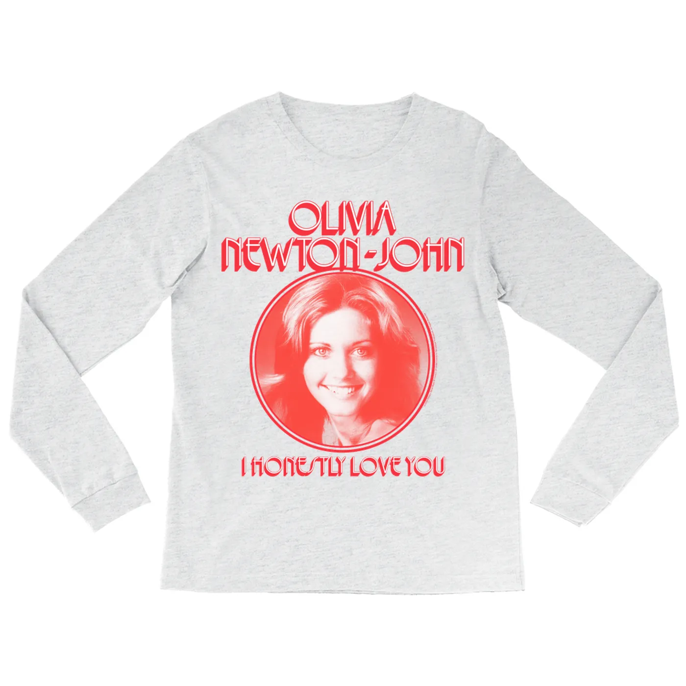 Olivia Newton-John Long Sleeve Shirt | I Honestly Love You Red Olivia Newton John Shirt
