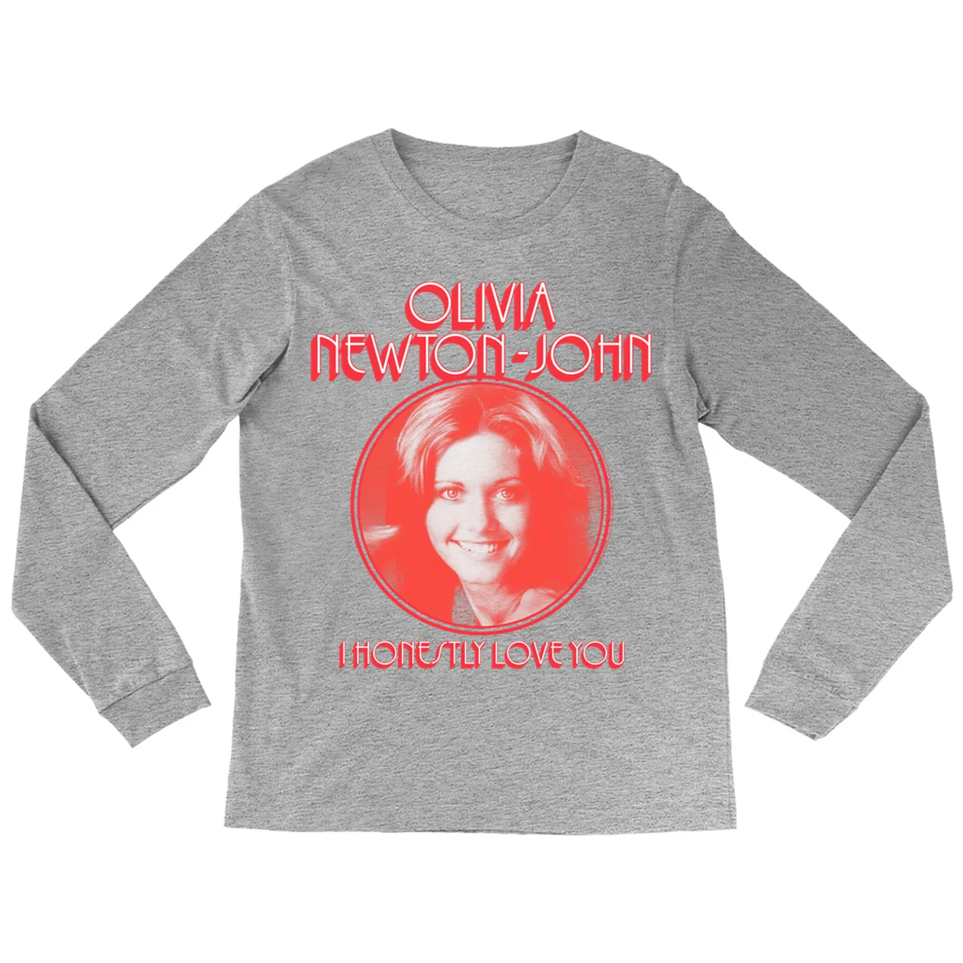 Olivia Newton-John Long Sleeve Shirt | I Honestly Love You Red Olivia Newton John Shirt