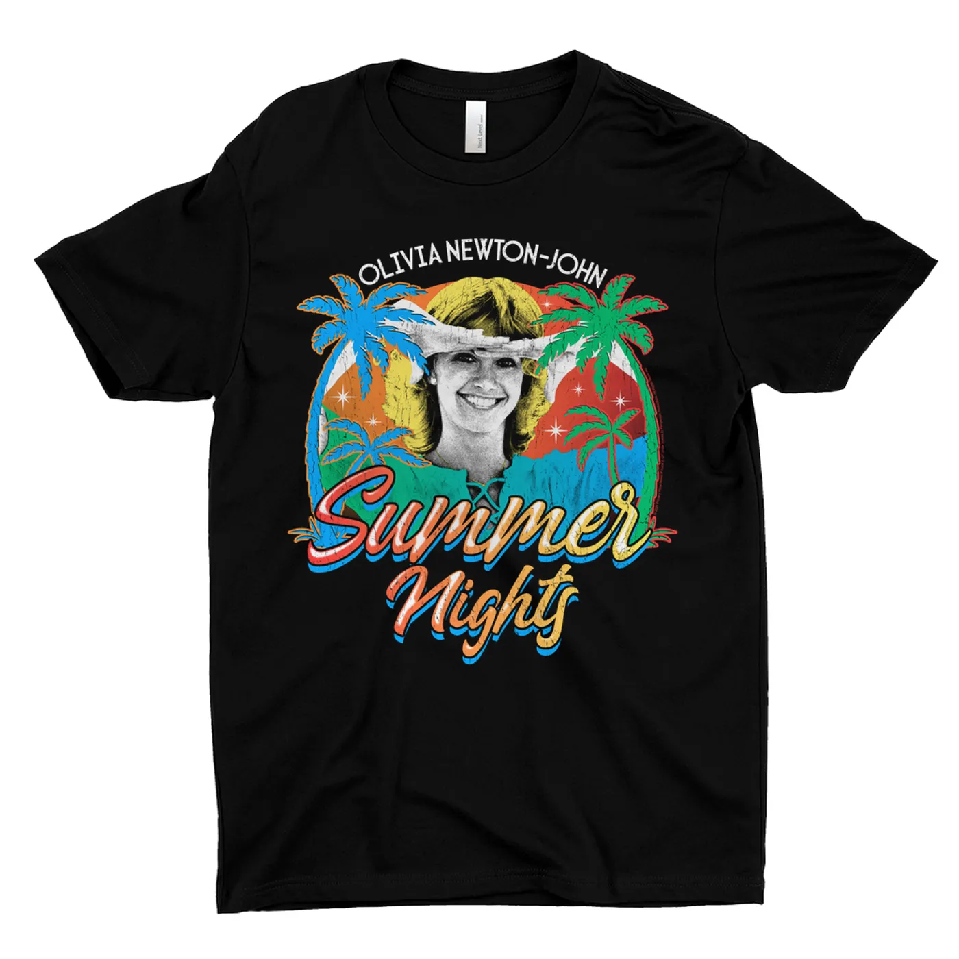 Olivia Newton-John T-Shirt | Retro Summer Nights Distressed (Merchbar Exclusive) Olivia Newton John Shirt