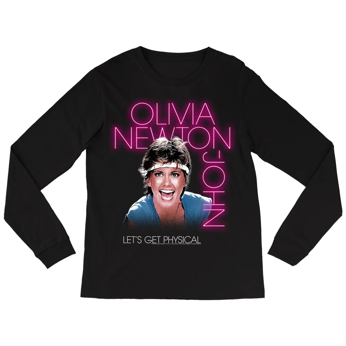 Olivia Newton-John Long Sleeve Shirt | Let's Get Physical Neon Pink Olivia Newton John Shirt