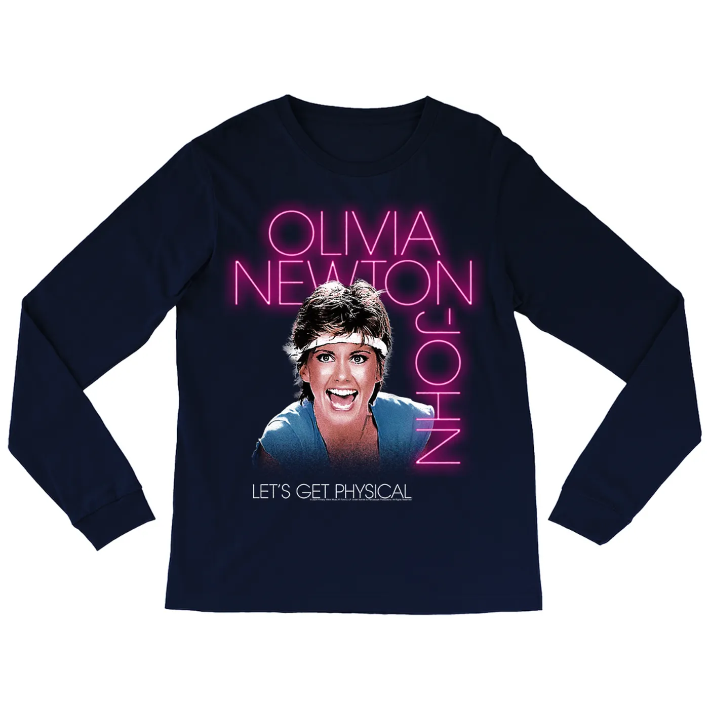 Olivia Newton-John Long Sleeve Shirt | Let's Get Physical Neon Pink Olivia Newton John Shirt