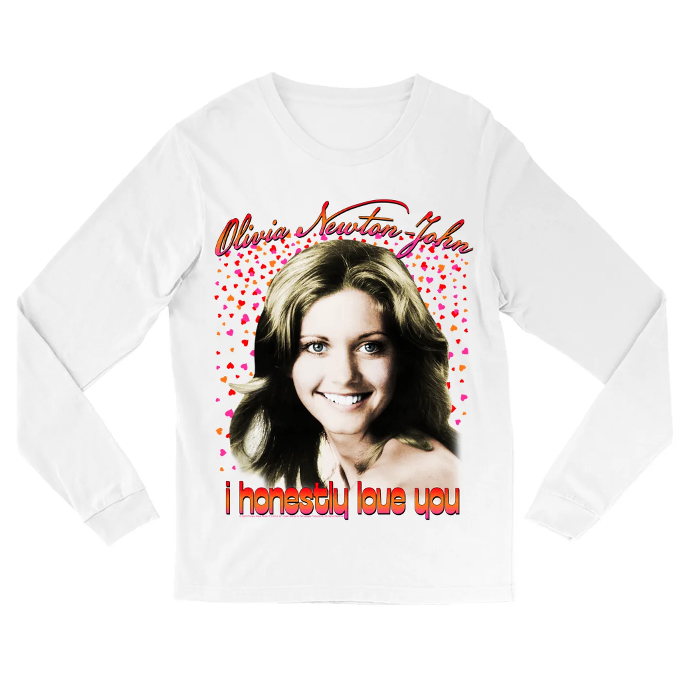 Olivia Newton-John Long Sleeve Shirt | I Honestly Love You In Hearts (Merchbar Exclusive) Olivia Newton John Shirt