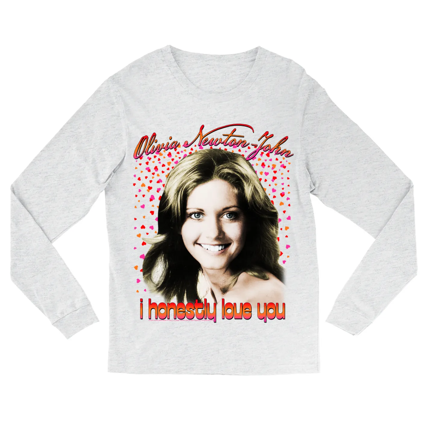 Olivia Newton-John Long Sleeve Shirt | I Honestly Love You In Hearts (Merchbar Exclusive) Olivia Newton John Shirt