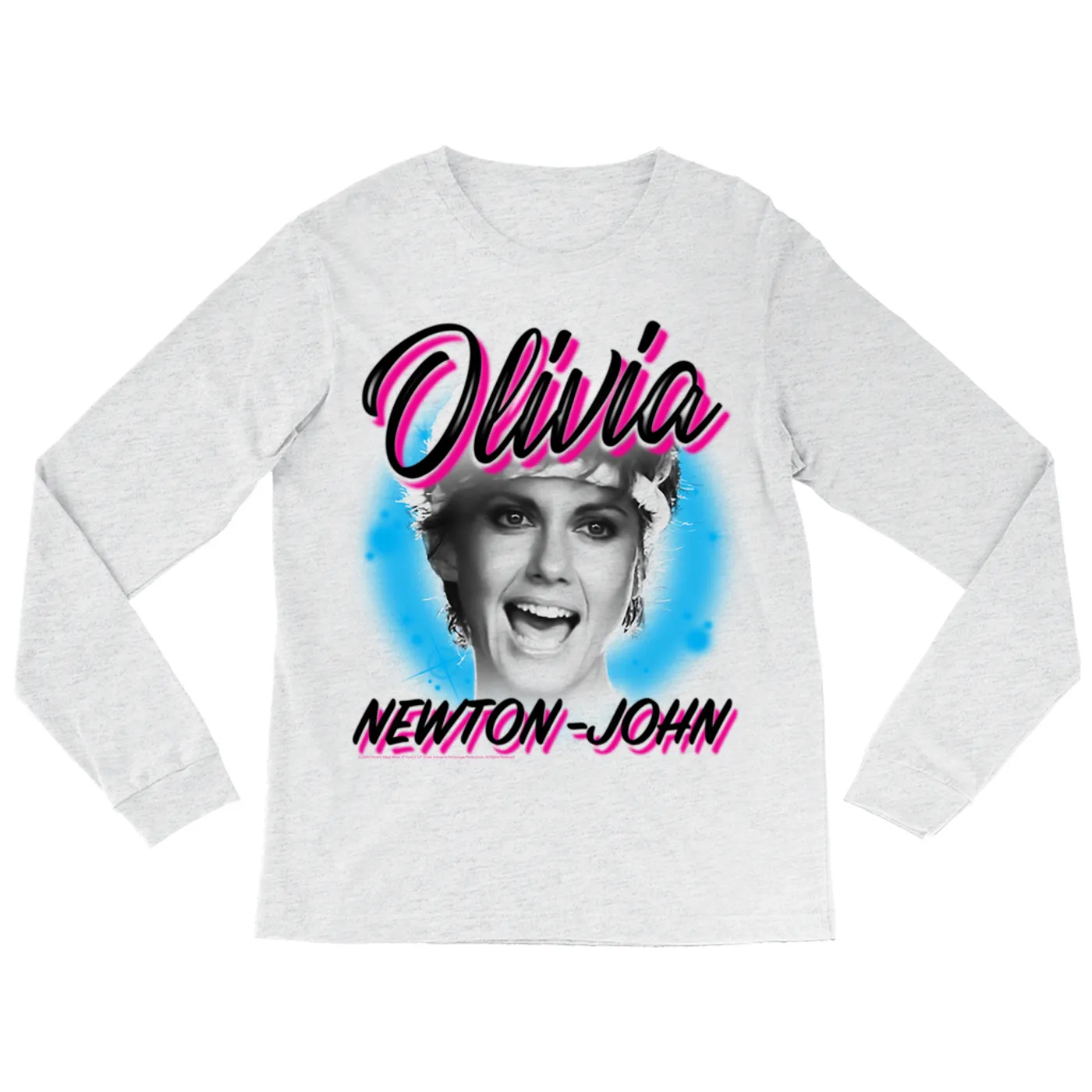Olivia Newton-John Long Sleeve Shirt | 80's Airbrush Logo Olivia Newton John Shirt
