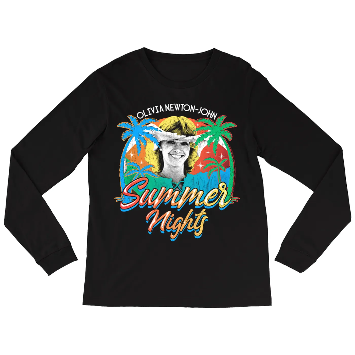 Olivia Newton-John Long Sleeve Shirt | Retro Summer Nights Distressed (Merchbar Exclusive) Olivia Newton John Shirt