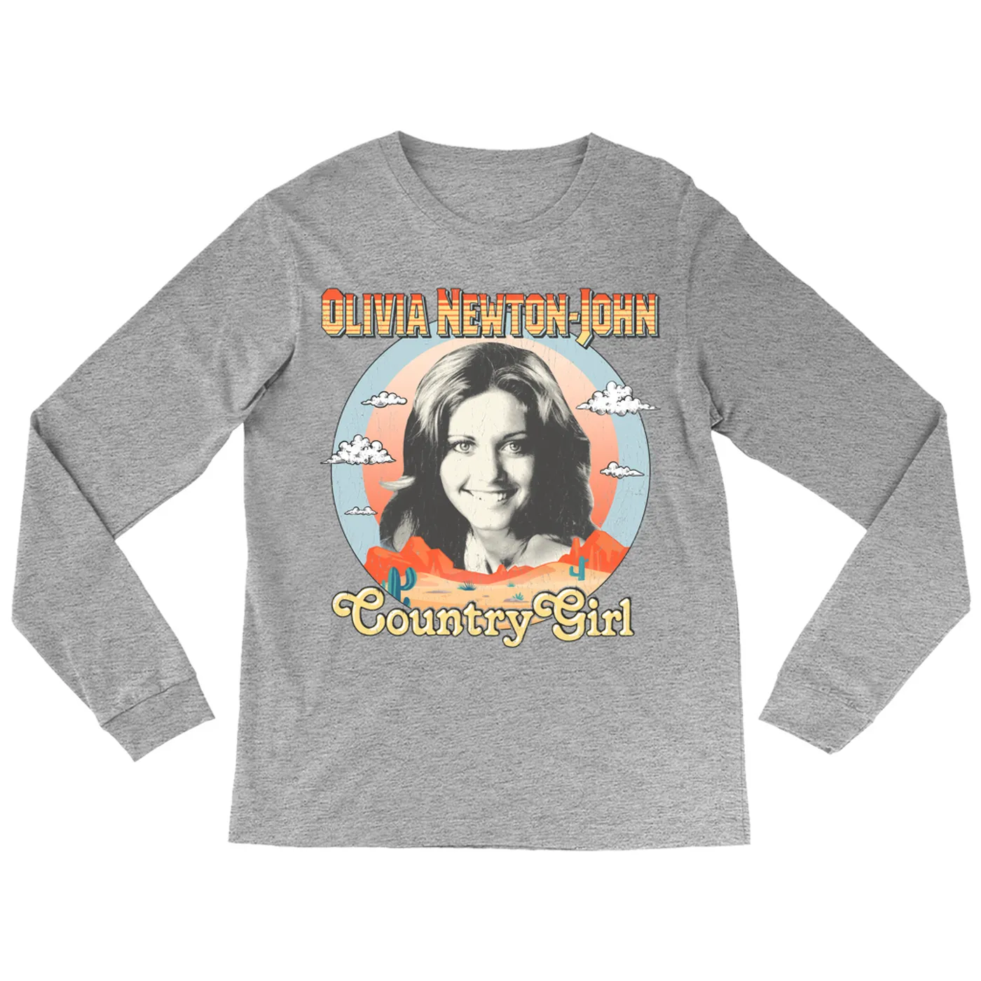 Olivia Newton-John Long Sleeve Shirt | Country Girl Landscape Design (Merchbar Exclusive) Olivia Newton John Shirt