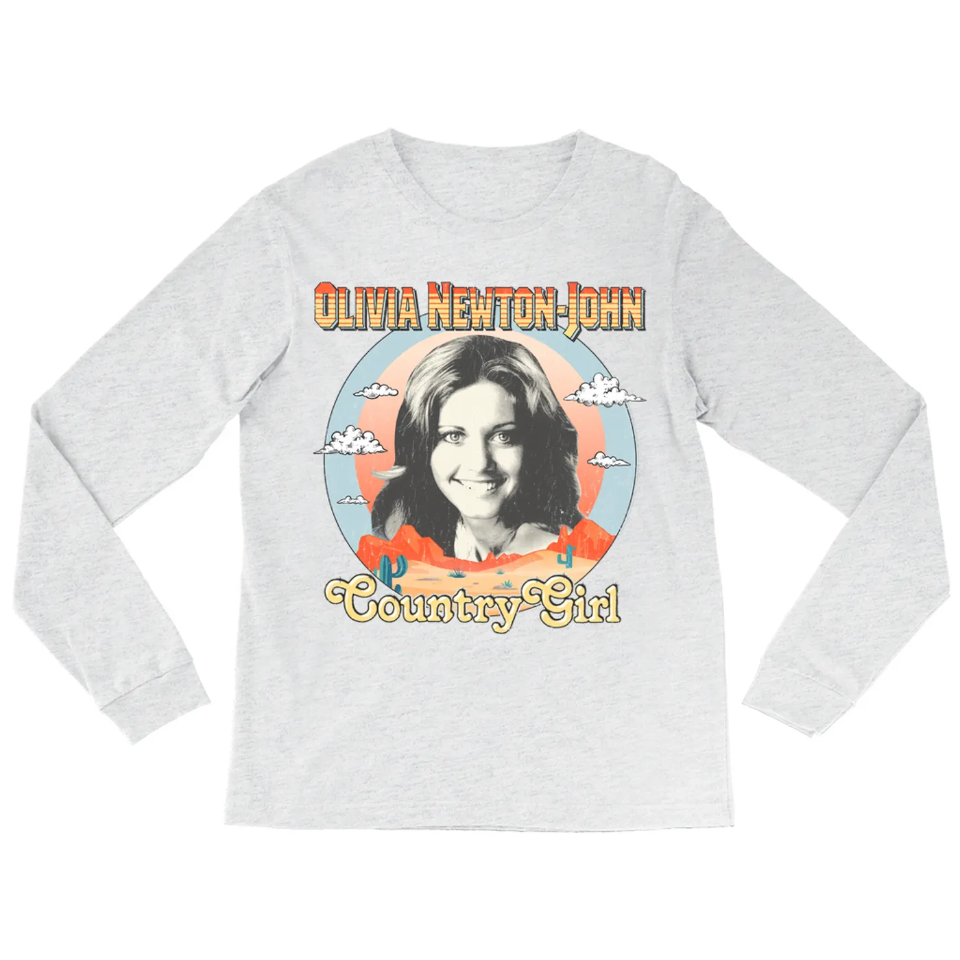 Olivia Newton-John Long Sleeve Shirt | Country Girl Landscape Design (Merchbar Exclusive) Olivia Newton John Shirt