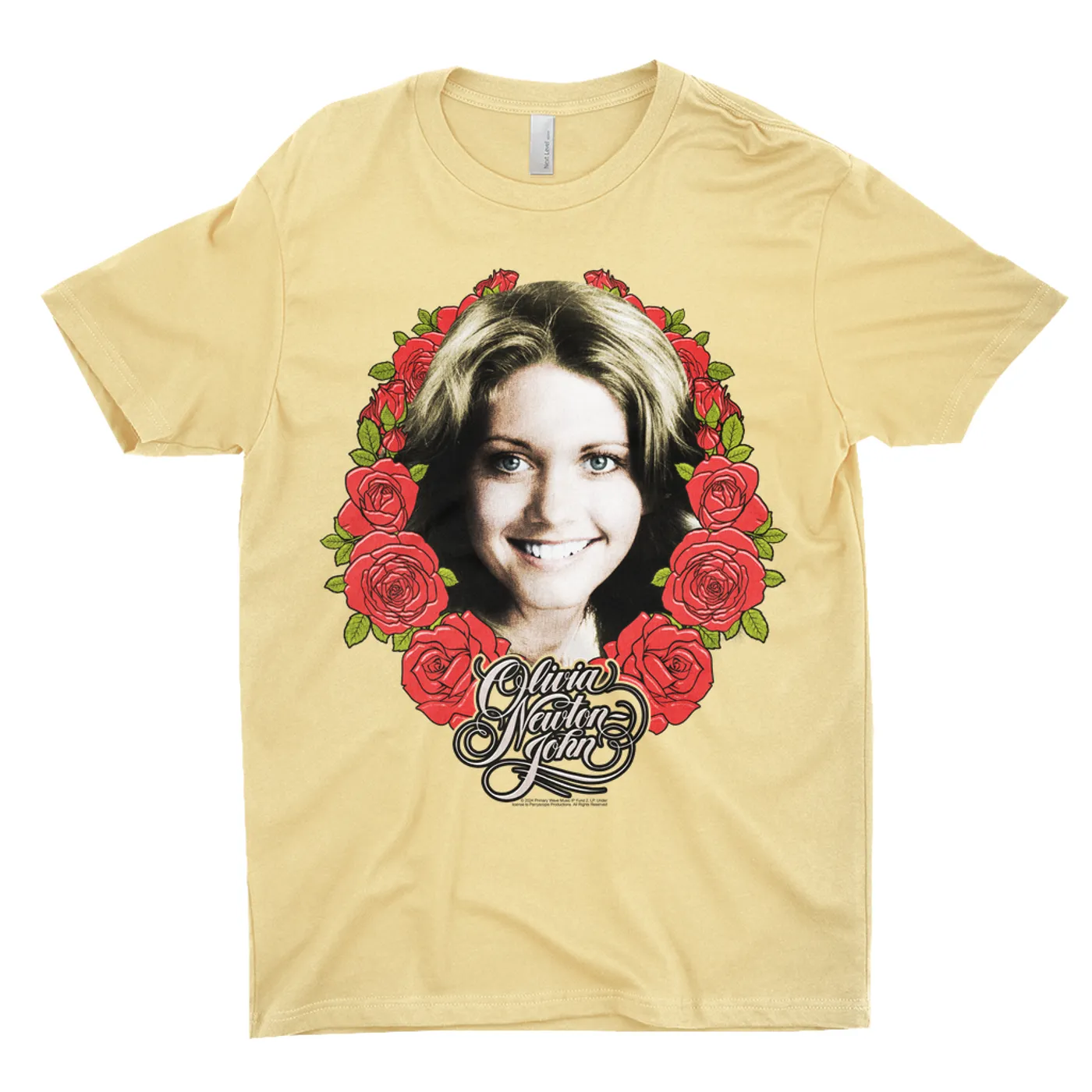 Olivia Newton-John T-Shirt | Rose Crest Tribute Design (Merchbar Exclusive) Olivia Newton John Shirt
