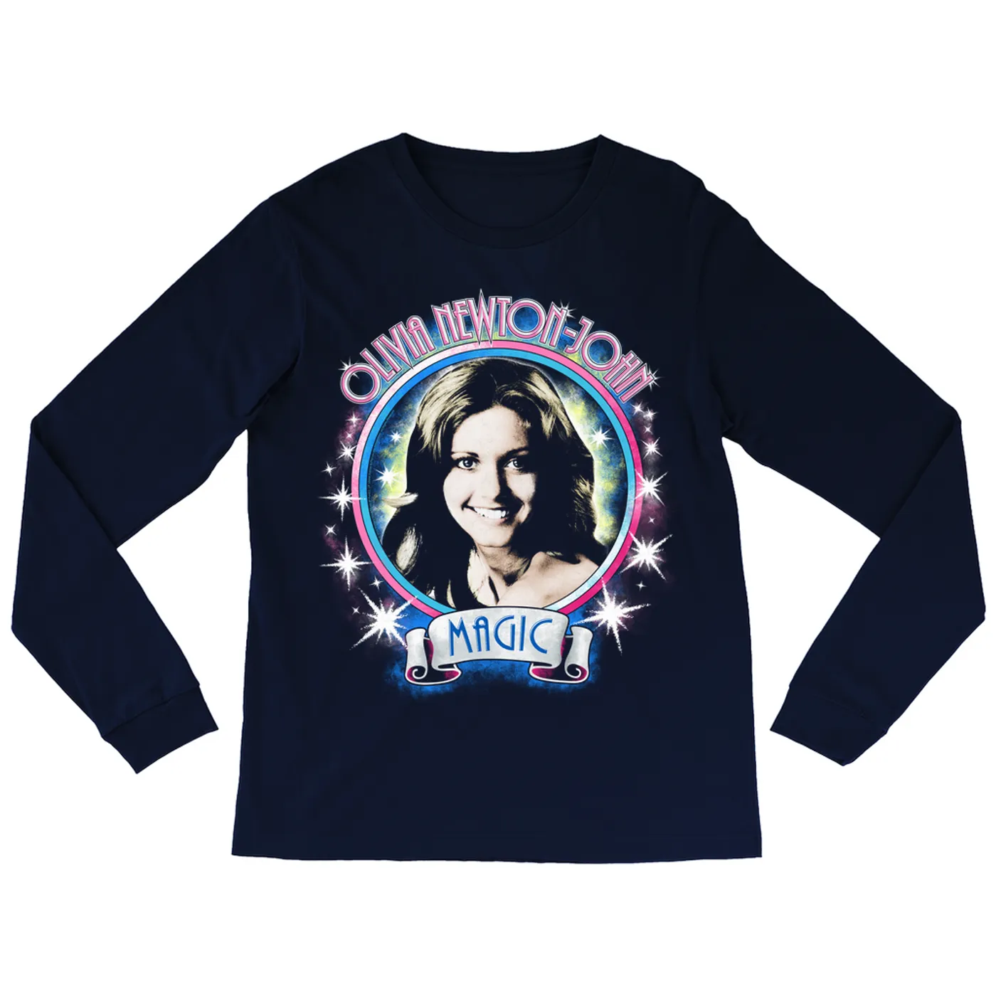 Olivia Newton-John Long Sleeve Shirt | Pure Magic Distressed (Merchbar Exclusive) Olivia Newton John Shirt