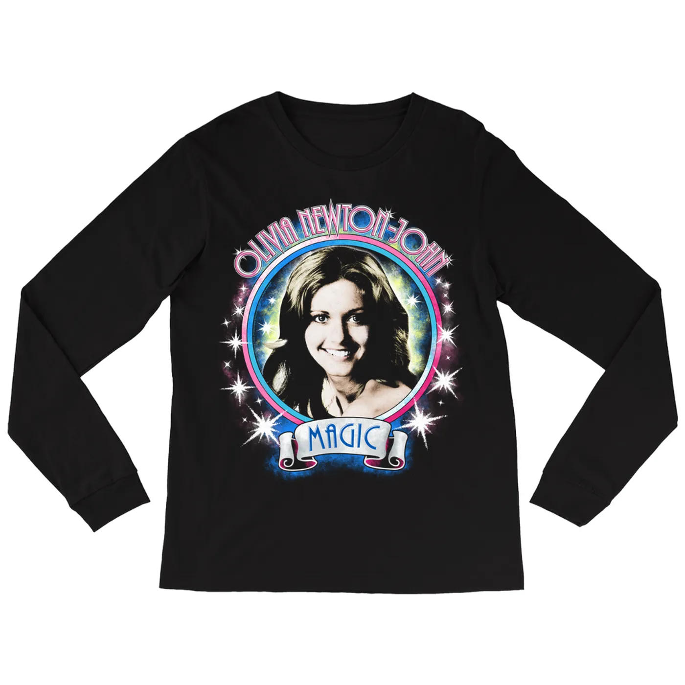 Olivia Newton-John Long Sleeve Shirt | Pure Magic Distressed (Merchbar Exclusive) Olivia Newton John Shirt