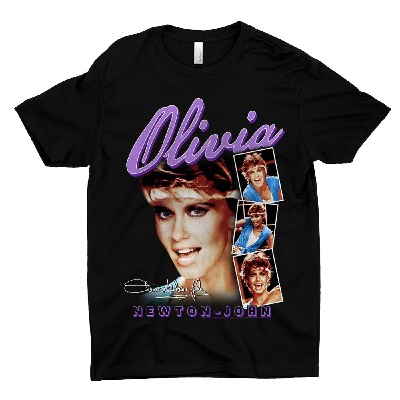 Olivia Newton-John T-Shirt | Physical Collage Design Purple (Merchbar Exclusive) Olivia Newton John Shirt