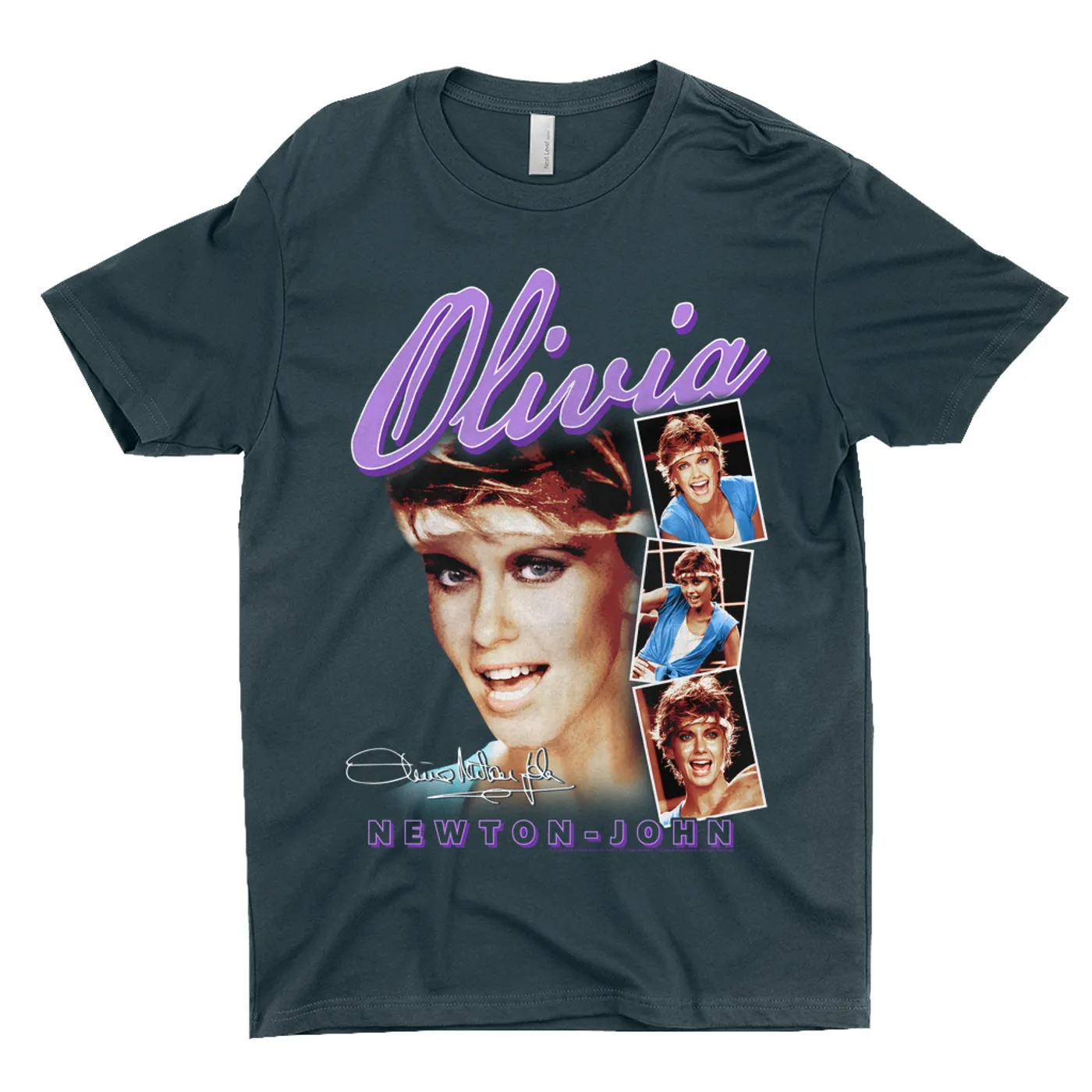 Olivia Newton-John T-Shirt | Physical Collage Design Purple (Merchbar Exclusive) Olivia Newton John Shirt
