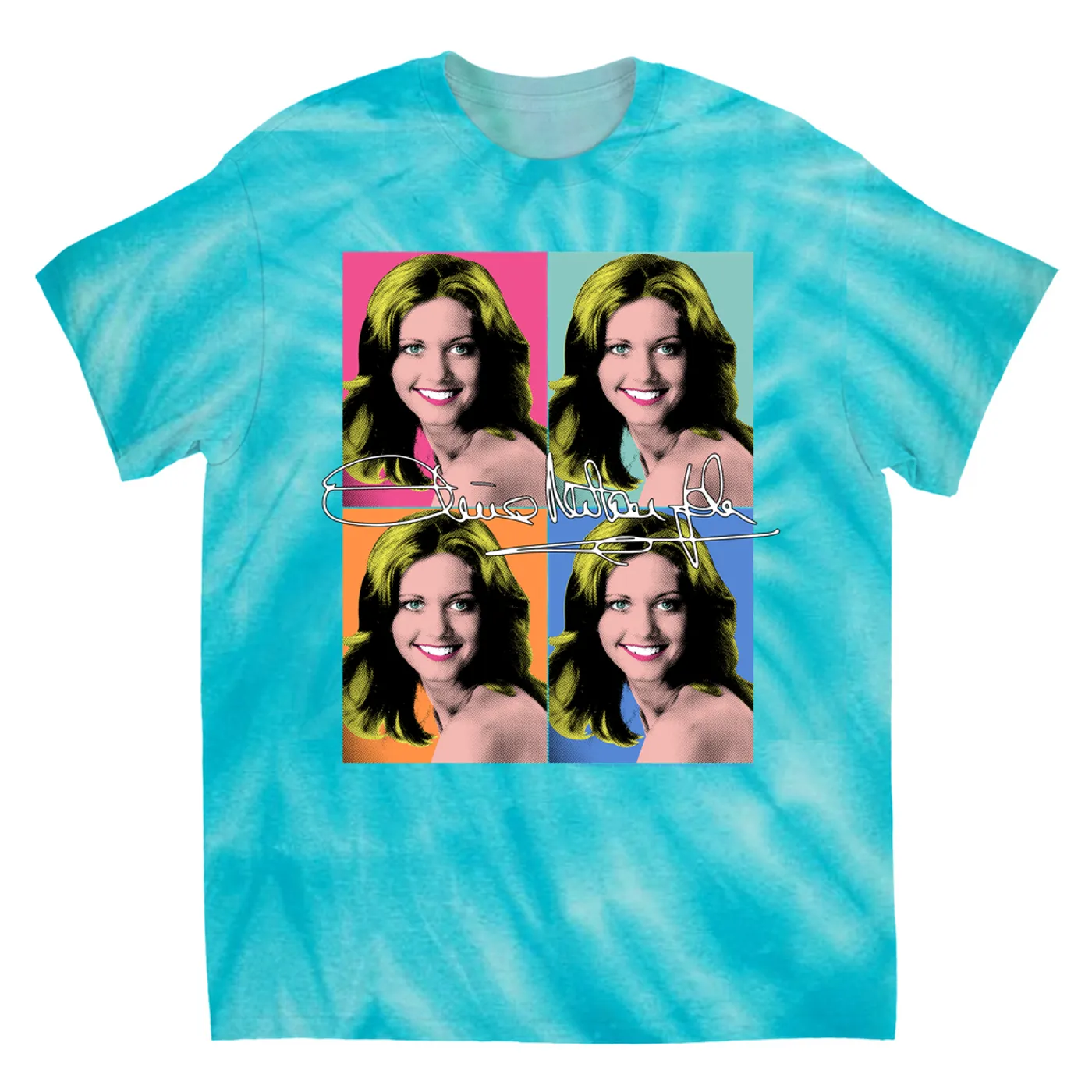 Olivia Newton-John T-Shirt | Bright Colored Pop Art Design Olivia Newton John Tie Dye Shirt