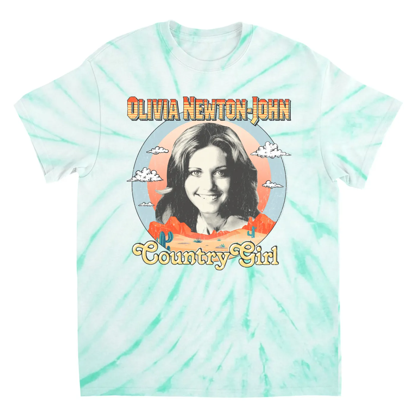 Olivia Newton-John T-Shirt | Country Girl Landscape Design (Merchbar Exclusive) Olivia Newton John Tie Dye Shirt
