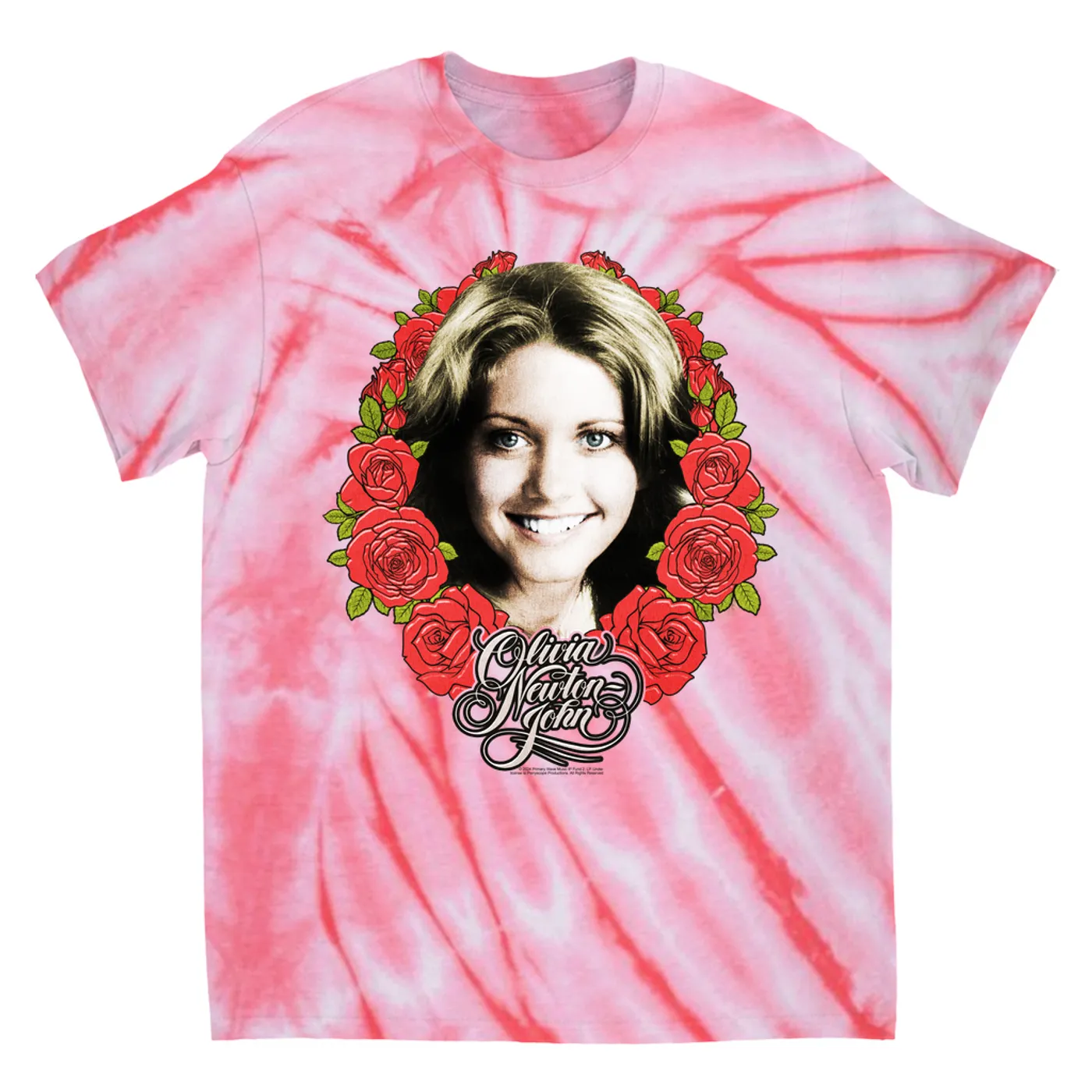 Olivia Newton-John T-Shirt | Rose Crest Tribute Design (Merchbar Exclusive) Olivia Newton John Tie Dye Shirt